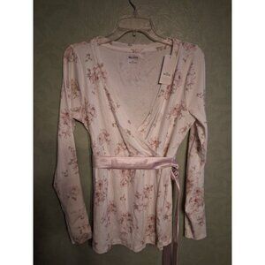 Hollister 2000s Butterfly Baby Doll Long Sleeve NWT SIZE XL Floral Ribbon Tie